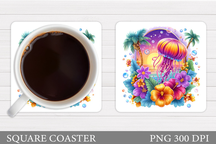 Jellyfish Coaster Sublimation. Sea Coaster Design