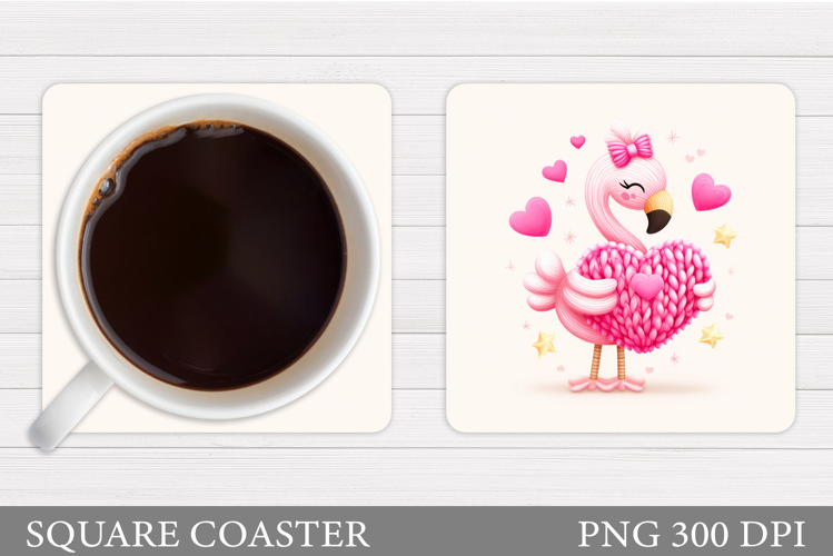 Yarn Flamingo Coaster. Valentines Flamingo Coaster Design