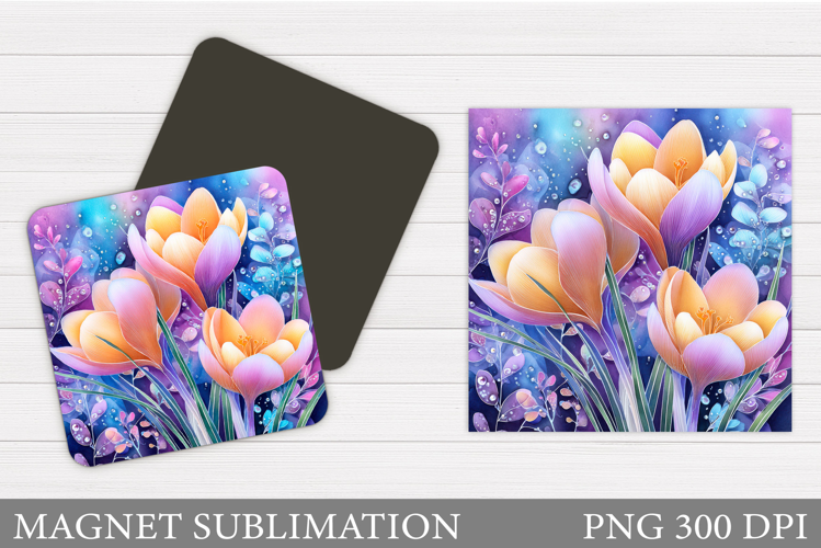 Crocus Magnet Design. Spring Flowers Magnet Sublimation