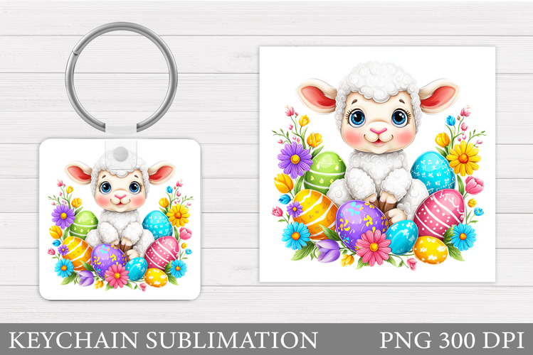 Easter Lamb Keychain Sublimation. Easter Keychain Design