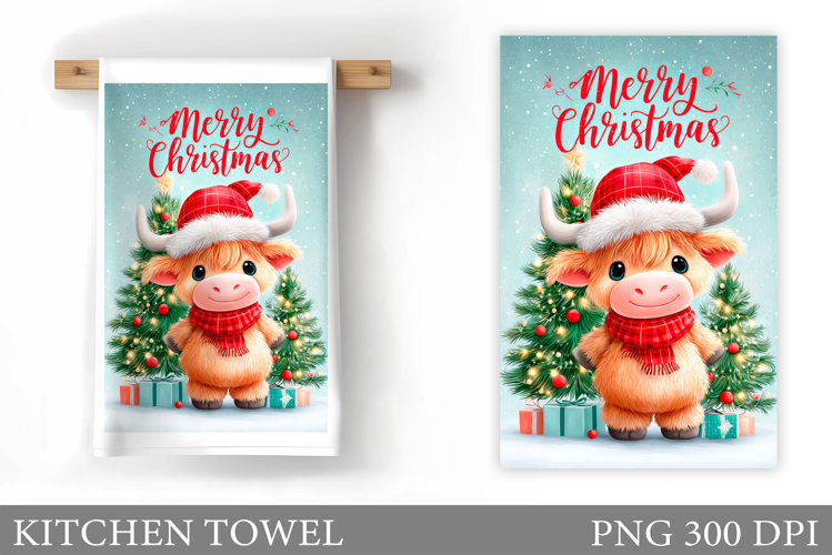 Christmas Cow Kitchen Towel. Christmas Kitchen Towel Design