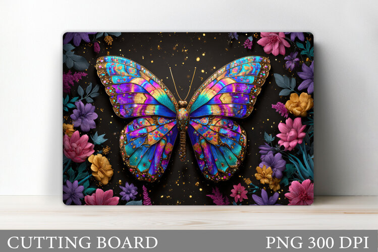 Butterfly Cutting Board. Flowers Cutting Board Sublimation example image 1