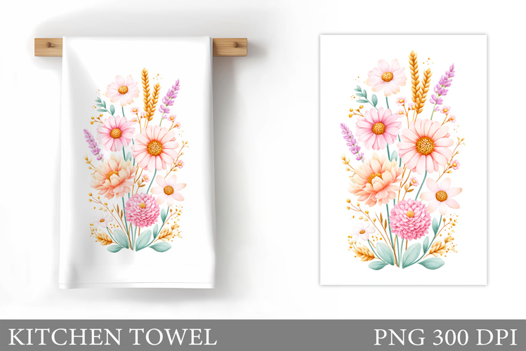 Wildflowers Kitchen Towel. Flowers Kitchen Towel Sublimation