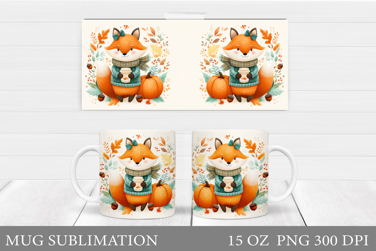Fall Fox Mug Design. Fall Mug Sublimation