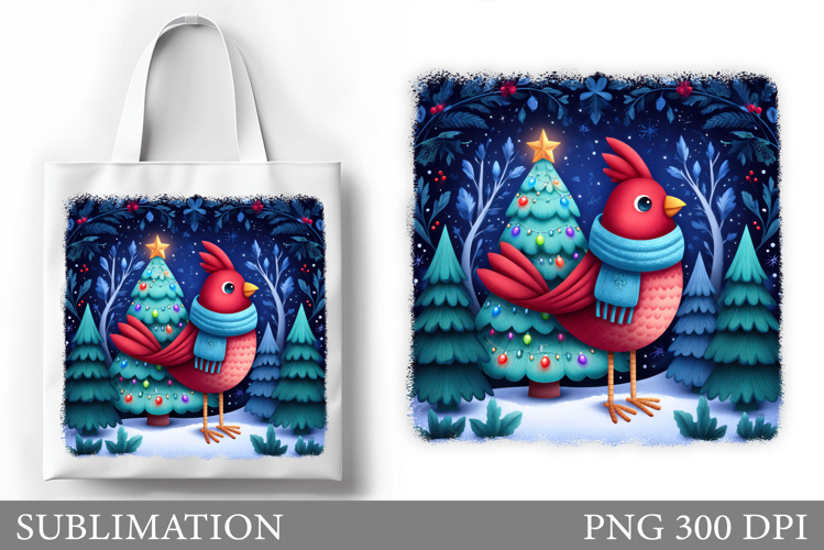 Christmas Cardinal Tote Bag. Christmas Tote Bag Design