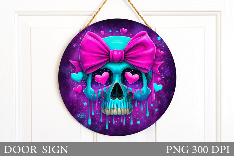 Skull Door Sign Sublimation. Halloween Door Sign Design