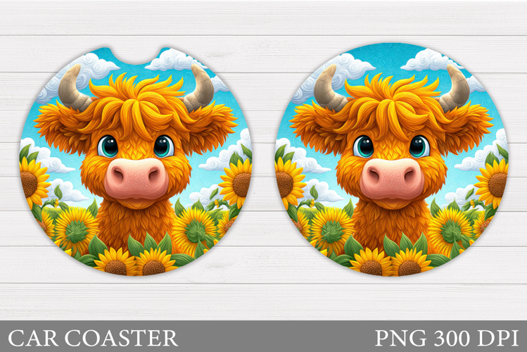 Cute Cow Car Coaster Design. Cow Coaster Sublimation