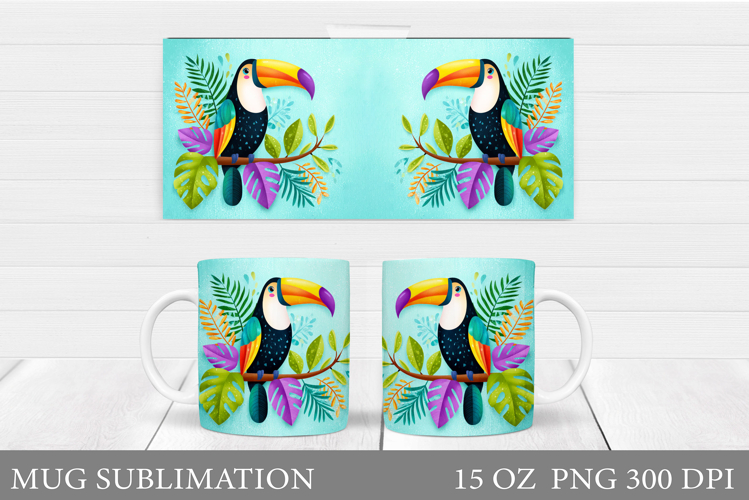 Toucan Mug Wrap Design. Toucan Mug Sublimation