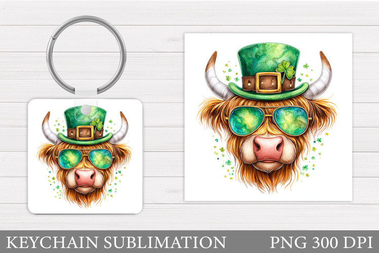 St Patrick Cow Keychain. St Patrick Keychain Sublimation