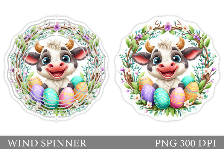 Easter Cow Wind Spinner. Easter Wind Spinner Sublimation example image 1