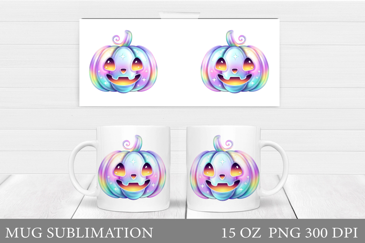 Iridescent Pumpkin Mug Design. Halloween Mug Sublimation
