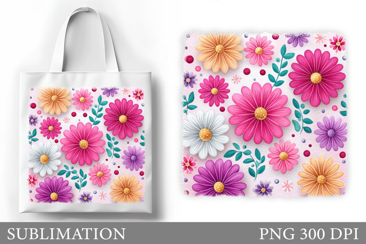 Flowers Tote Bag Design. Floral Tote Bag Sublimation