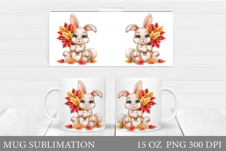 Fall Bunny Mug Design. Fall Mug Sublimation example image 1