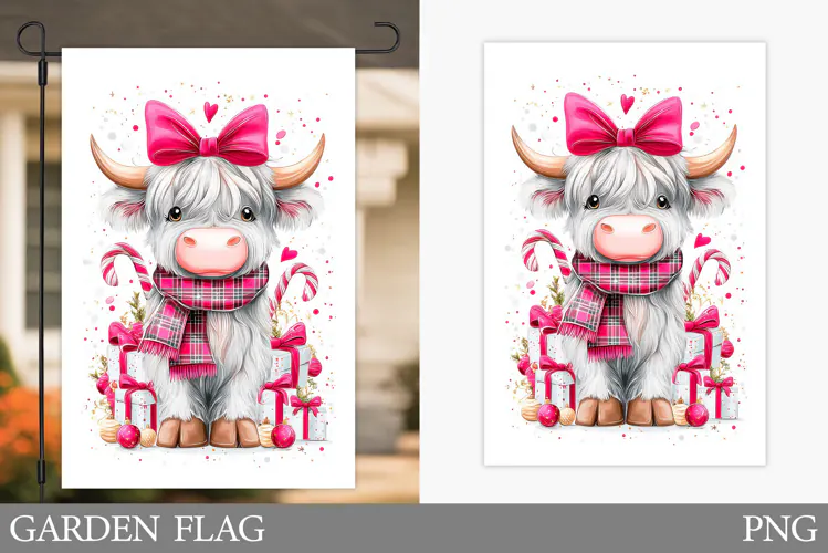 Christmas Cow Garden Flag. Christmas Garden Flag Design