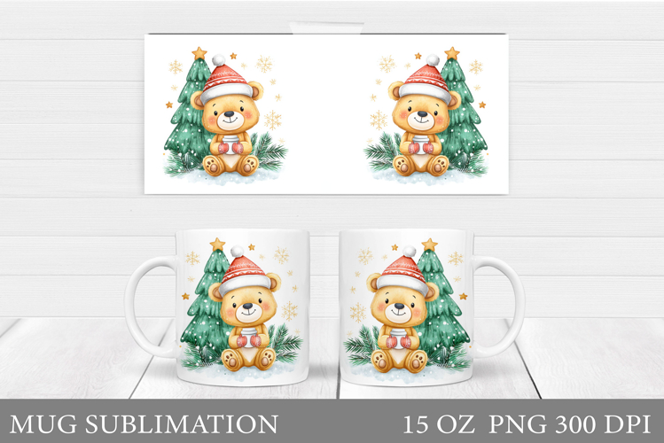 Christmas Bear Mug Design. Christmas Mug Sublimation