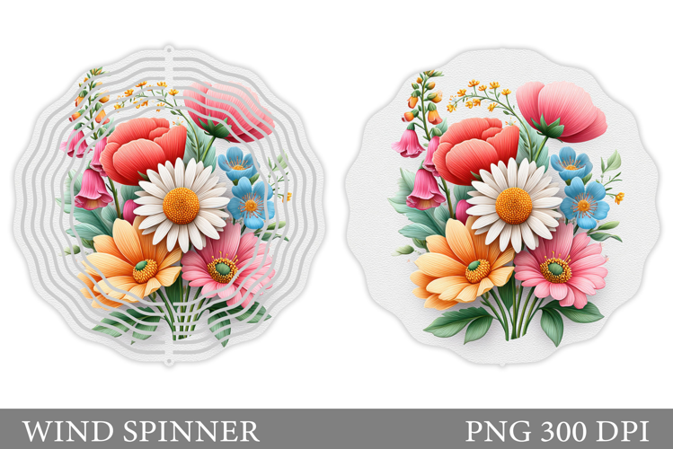 Flowers Wind Spinner Design. Floral Wind Spinner Sublimation