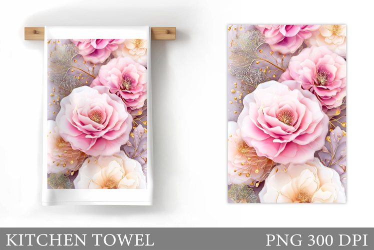 Flowers Kitchen Towel. Floral Kitchen Towel Sublimation example image 1