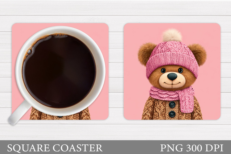 Cute Bear Coaster Design. Christmas Coaster Sublimation
