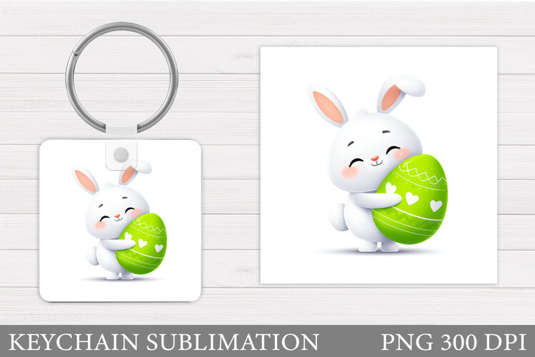 Easter Bunny Keychain Design. Easter Keychain Sublimation example image 1