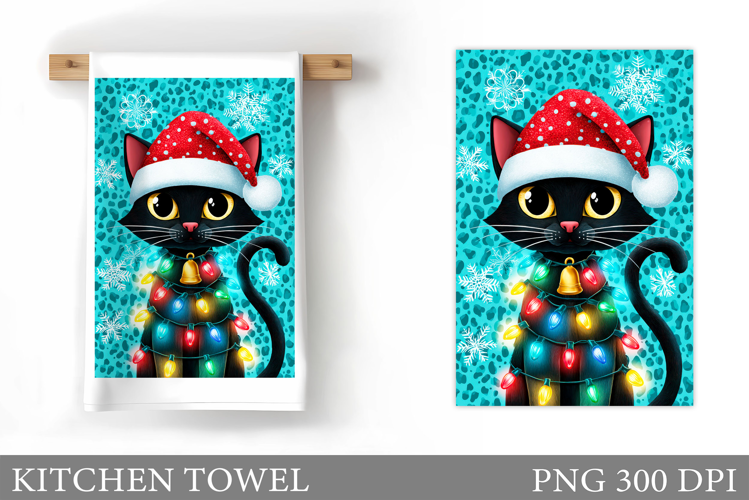 Christmas Cat Kitchen Towel. Christmas Kitchen Towel Design