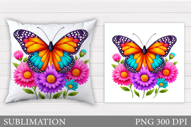 Butterfly Flowers Sublimation. Butterfly Pillow Sublimation