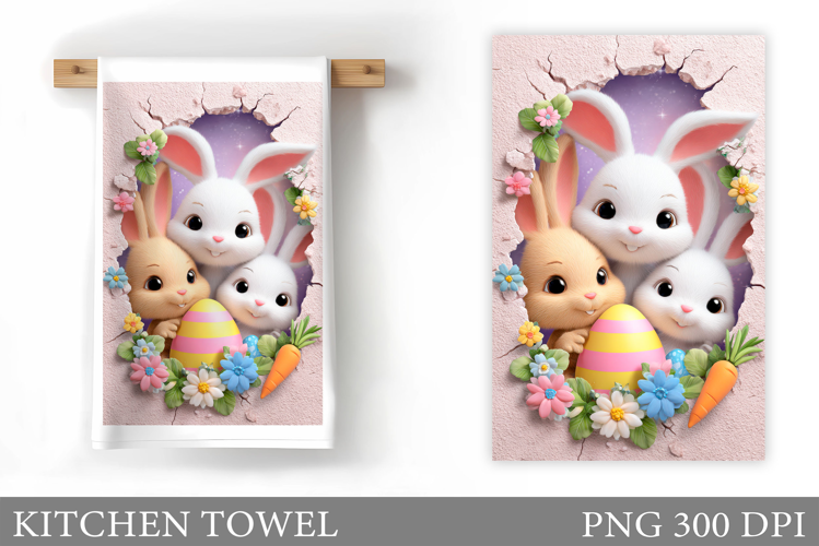 Easter Bunny Kitchen Towel. Bunny Kitchen Towel Sublimation