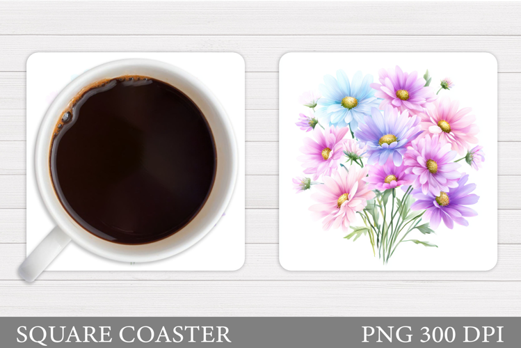 Daisy Coaster Design. Floral Coaster Sublimation