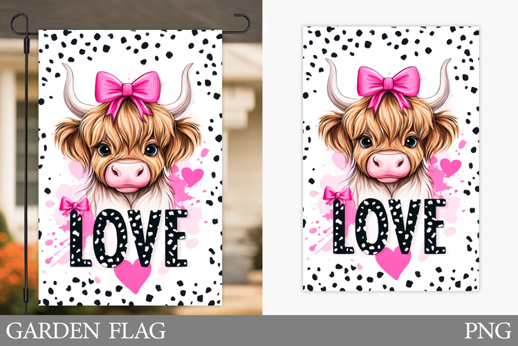 Valentines Cow Garden Flag. Valentines Garden Flag Design