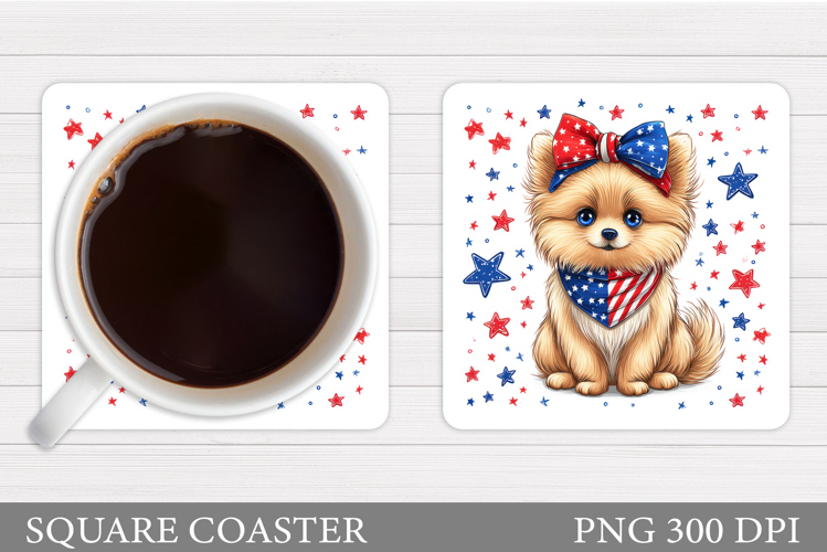 Patriotic Dog Coaster Design. Patriotic Coaster Sublimation