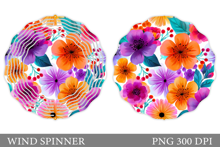 Floral Wind Spinner Sublimation. Flowers Wind Spinner Design