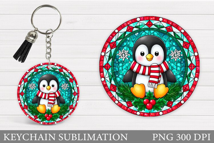 Christmas Penguin Keychain. Christmas Keychain Design example image 1