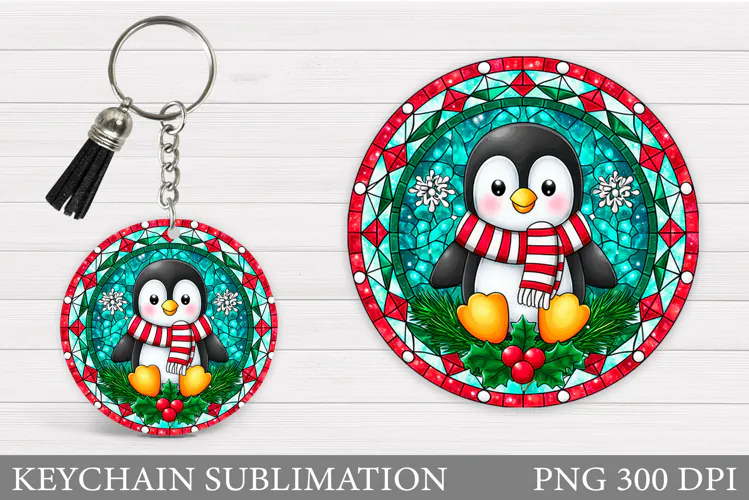 Christmas Penguin Keychain. Christmas Keychain Design