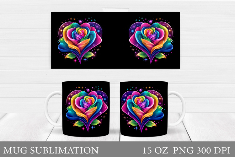 Rose Mug Sublimation. Rose Mug Wrap Design