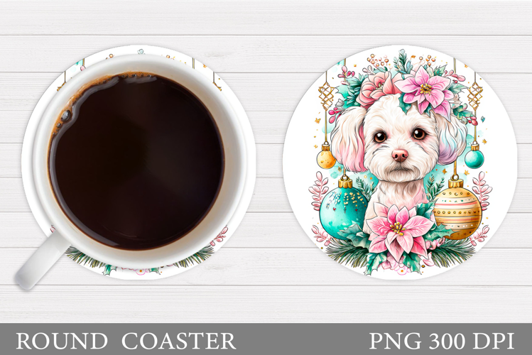 Christmas Dog Coaster Sublimation. Christmas Coaster Design