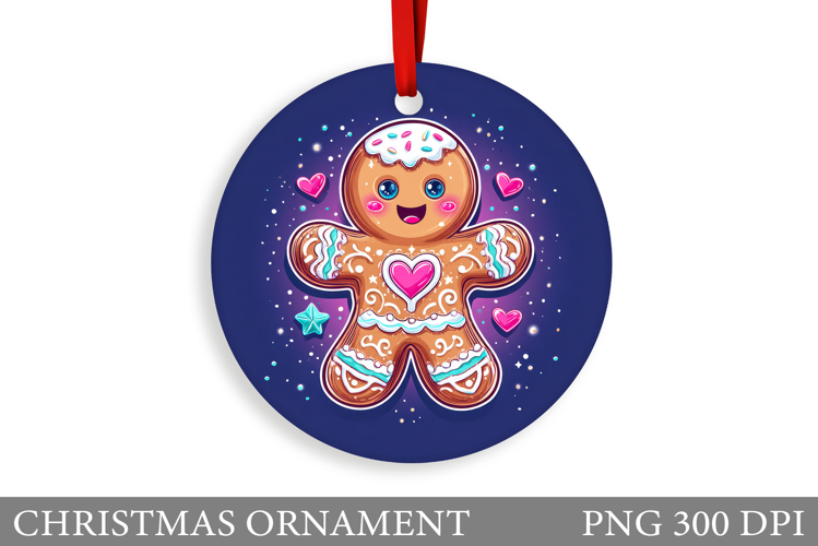 Gingerbread Christmas Ornament. Cute Raccoon Sublimation
