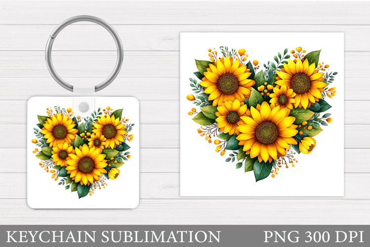 Sunflowers Keychain Sublimation. Summer Flowers Keychain