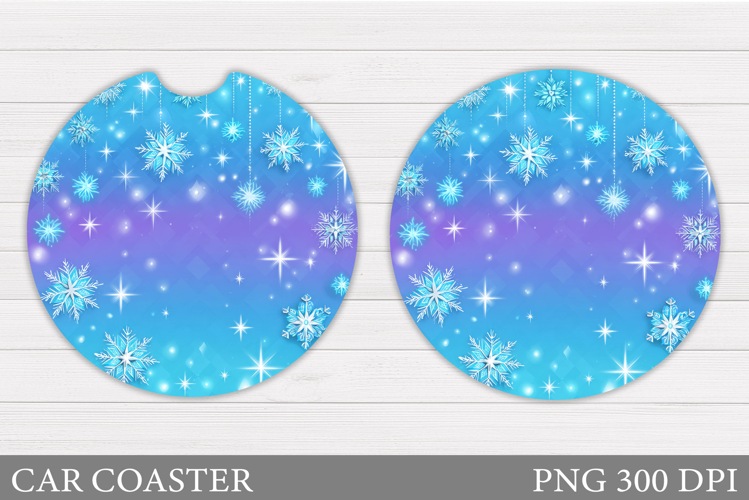 Snowflakes Car Coaster Design. Christmas Car Coaster