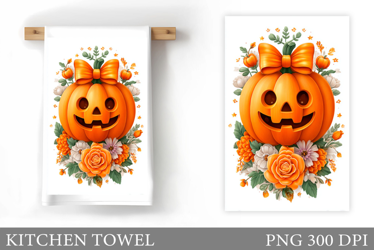 Halloween Pumpkin Kitchen Towel. Halloween Sublimation