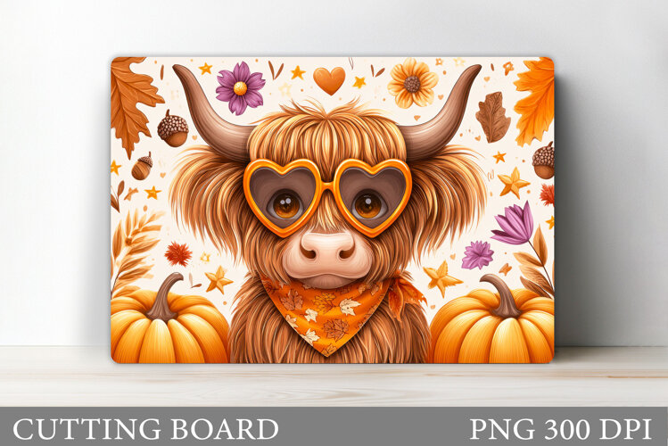 Highland Cow Cutting Board. Fall Cow Cutting Board Design example image 1