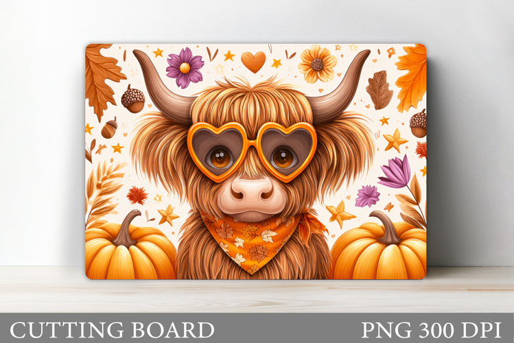 Highland Cow Cutting Board. Fall Cow Cutting Board Design