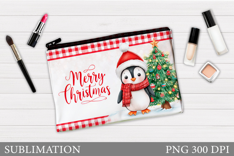 Penguin Cosmetics Bag. Christmas Makeup Bag Sublimation