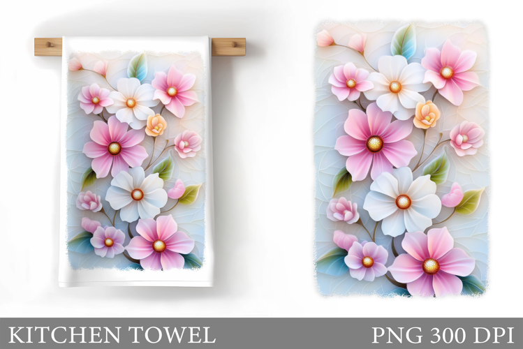 Flowers Kitchen Towel. Floral Kitchen Towel Sublimation