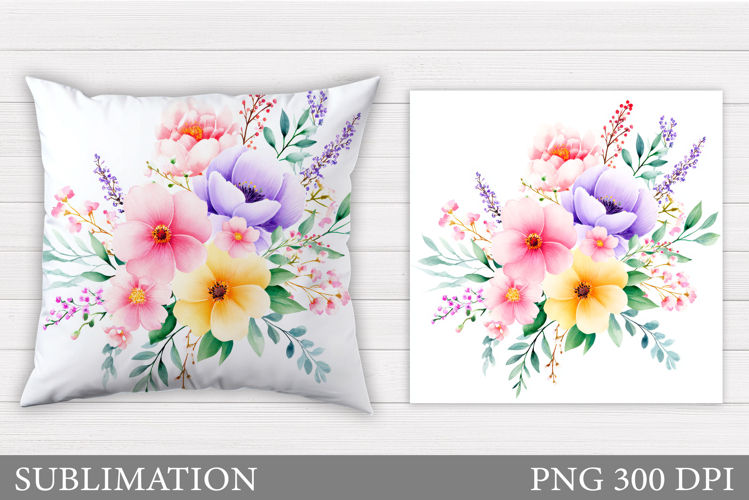 Floral Pillow Design. Flowers Pillow Sublimation
