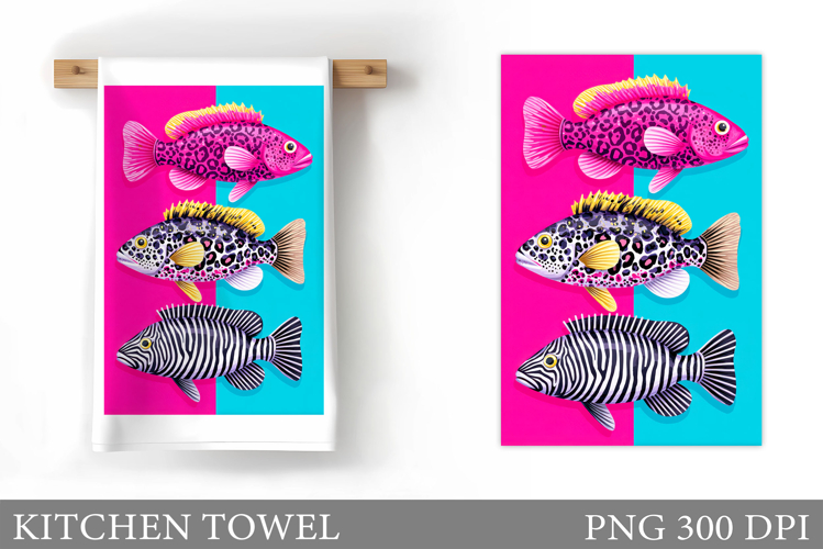 Fish Kitchen Towel Design. Fish Sublimation