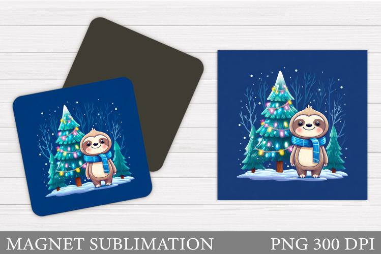 Christmas Sloth Magnet Design. Christmas Magnet Sublimation
