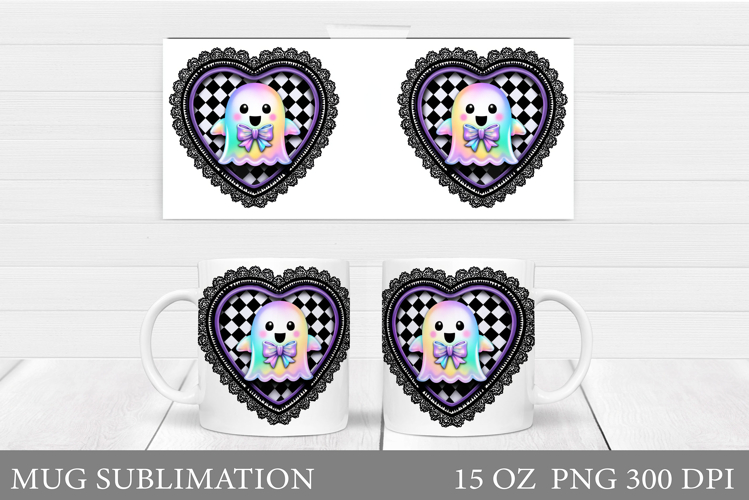 Cute Ghost Mug Sublimation. Halloween Mug Design