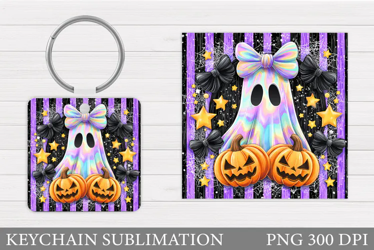 Ghost Keychain Design. Halloween Keychain Sublimation