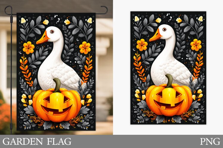 Halloween Goose Garden Flag Design. Halloween Garden Flag example image 1