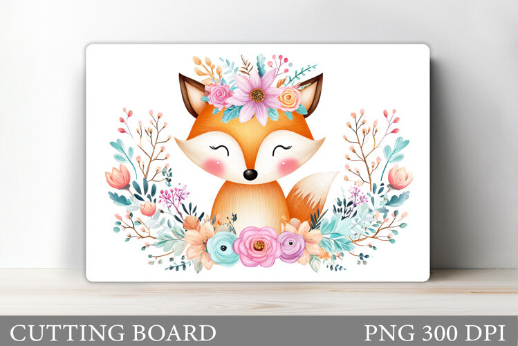 Fox Cutting Board Design. Cute Fox Sublimation example image 1