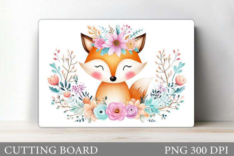 Fox Cutting Board Design. Cute Fox Sublimation